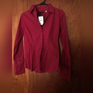 Banana Republic Red Fitted Long Sleeve Button Down Shirt